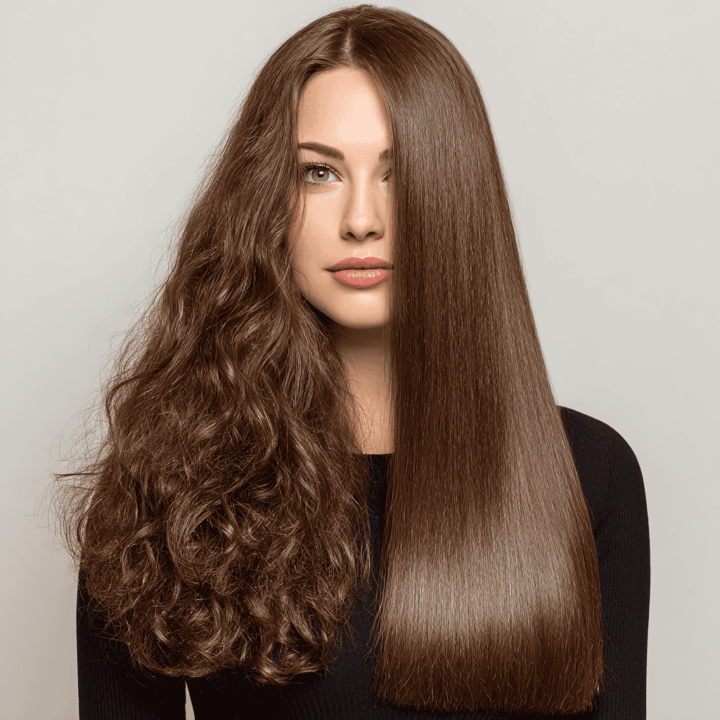 agencyh A front view of brown hair with a smooth gradua fbba ae e edcdcbaca