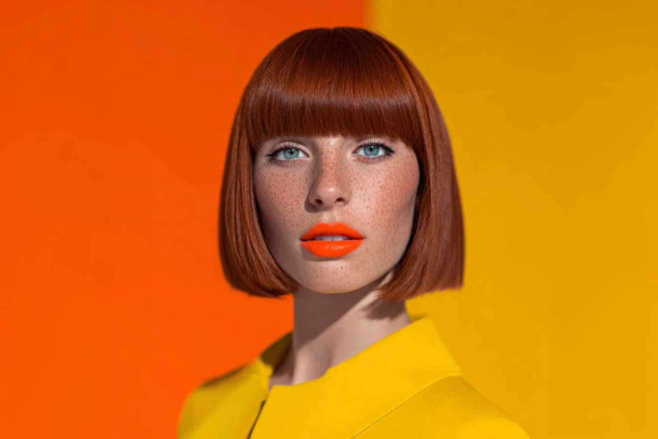 european lady with precision bob cut